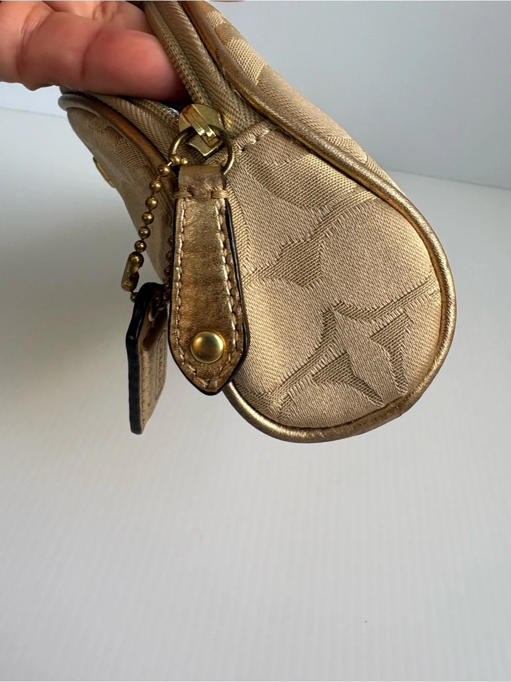 Coach Metallic Gold Monogram Cosmetic Case Limited Edition EUC
